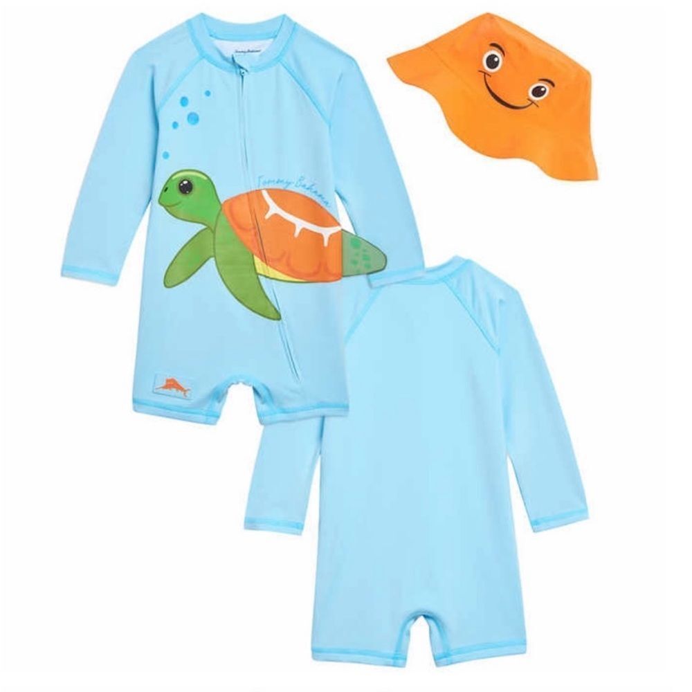 Tommy Bahama Turtle Infant 2 piece Swim Set Sz 6-12 Months light blue NEW🏷